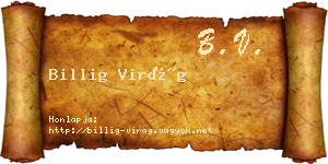Billig Virág névjegykártya